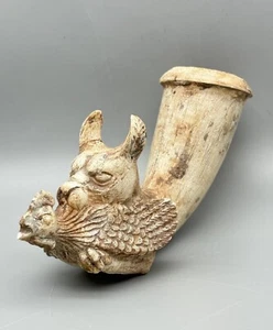 Antiguo recipiente bactriano vertidor de vino cabeza de león motivo de pájaro de caza segundo milenio - Imagen 1 de 14