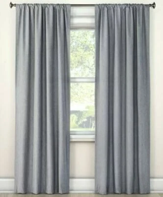 Room Essentials Curtain 1 Panel Room Darkening Gray Rod Pocket 63" x 42"  New - Image 1 of 4