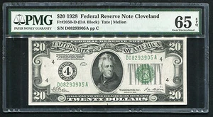 FR. 2050-D 1928 $20 FRN “NUMERICAL GOLD ON DEMAND” PMG GEM UNC-65EPQ (A) - Picture 1 of 2