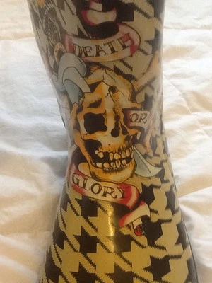 Б/у в отличном состоянии Ed Hardy Houndstooth узор размер 3 галоши с бирюзовой трикотажной отделкой - Изображение 1 из 4