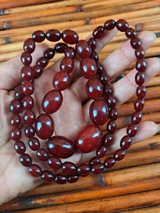 Hermoso Collar De Colección Graduado Cereza Ámbar Baquelita Faturan Cuentas 49 g - Imagen 1 de 8