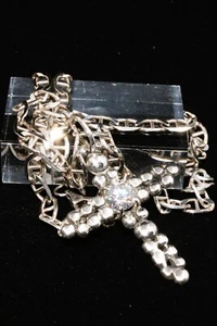 Chain 22 inches Silver 925 Handmade Cross Silver 925 Lab created 8.0mm 2.5 ctw D - Picture 1 of 12
