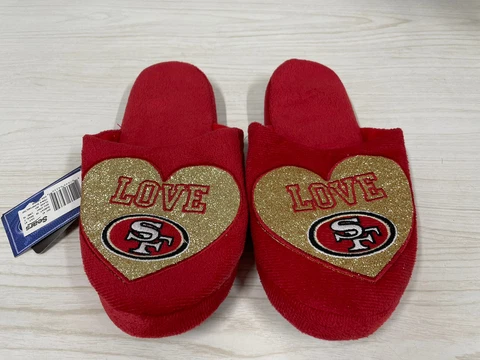 Vntg  San Francisco 49ers House Love SLIPPERS Red Size XL NEW From Collector's Cover
