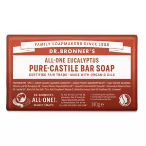 Dr Bronner's Pure Castile Bar Soap - 140g - Eucalyptus (Pack of 2) - Picture 1 of 1