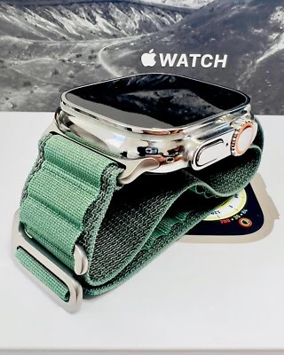Custom Diamond Polished 49MM Apple Watch ULTRA with Green Loop Band - Image 1 of 2