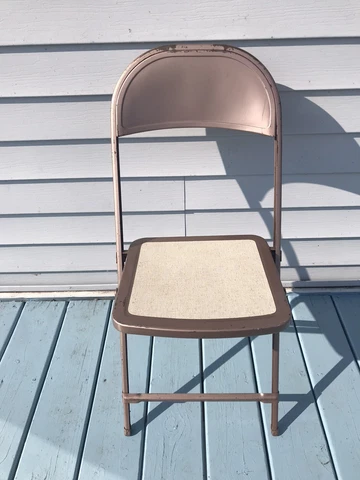 Vintage Hampden Specialty Prod. Metal Folding Chair Beige Hamp, Mass Cover
