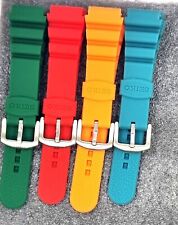 Genuine Seiko Diver's 22mm Lot of 4 Band Green, Red, Orange, Aqua Rubber Strap
