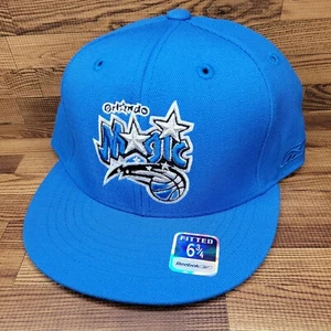 Orlando Magic Hat Size 6 3/4 Fitted Reebok Blue Hat Flat Brim Throwback Logo NBA - Picture 1 of 8