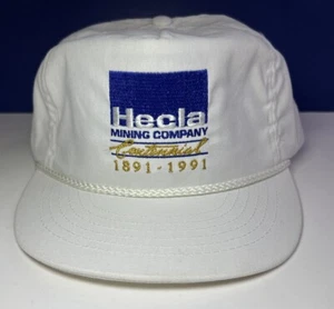 Cappello vintage Hecla Mining Company centenario bianco corda cinturino posteriore - OWNCO, USA - Foto 1 di 10