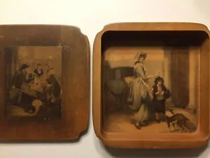 Viktorianisch Antik Vintage Holz Schmuck Zigarre Tabak Box Hund Eis Alt B14 - Bild 1 von 12