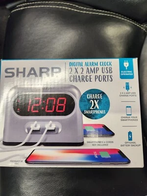 Digital Alarm Clock with 2 Ultra Fast Charging USB Quick Charge Ports - Twice... - Image 1 of 4