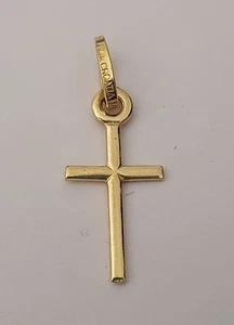 14k Yellow Gold Crucifix Plain Jesus Cross Pendant Charm Religious Small Tiny - Picture 1 of 7