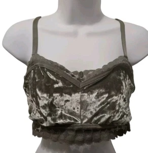 Aerie Crushed Velvet Lace Trim Longline Bralette Bra Top - Purple- Size XL - Picture 1 of 4