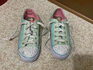 Skechers Twinkle toes Light Up Sneakers Tennis Shoes Mint Green Size 3 - Picture 1 of 12