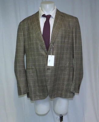 Cantarelli Taupe Plaid Loro Piana Cashmere Blend Two Sport Coat 48R NWT $1395 - Image 1 of 4