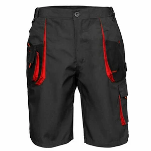 Mens Cargo Pro Work Shorts Multi Pockets Waist 28-42 GREY/RED FAST UK DELIVERY - Picture 1 of 10
