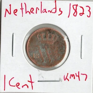 Moneda Países Bajos 1 Céntimo 1823 KM47 - Imagen 1 de 2