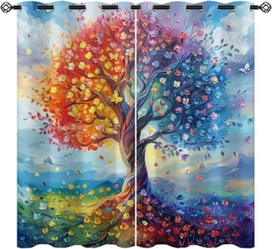 Colorful Tree Blackout Curtains for Girls Boys Kids Home Decor, Tree of Life Spr - Picture 1 of 12
