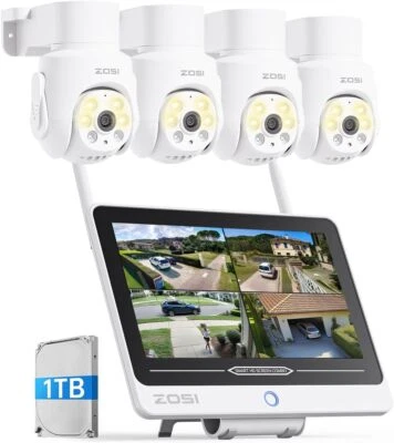ZOSI 5MP WiFi6 Surveillance PT Camera Kit with 12” 8CH NVR Monitor in 8MP - Image 1 of 4