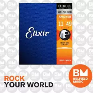 Elixir 12102 Electric Guitar Strings Nanoweb Medium 11-49 E-NW-M -Belfield Music - Picture 1 of 2