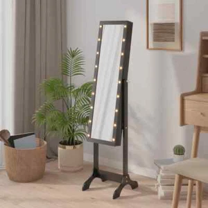 Free-Standing Mirror with LED Black 34x37x146 cm vidaXL - Picture 1 of 12
