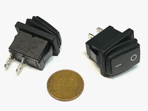2 Waterproof Black Rocker switch 15x10mm 2pin small boat on off mini kdc1 C52 - Picture 1 of 3