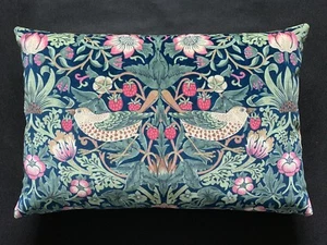 William Morris Velvet Fabric Cushion Cover STRAWBERRY THIEF BRIGHTS 60 x 40cm - Picture 1 of 5