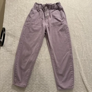 Zara High Waisted Baggy Fit Paper Bag Lavendar Denim Size 6 - Picture 1 of 9