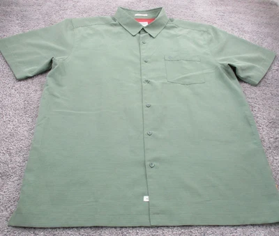 Quiksilver Waterman Shirt XL Short Sleeve Collared Comfort Fit Green - Image 1 of 4