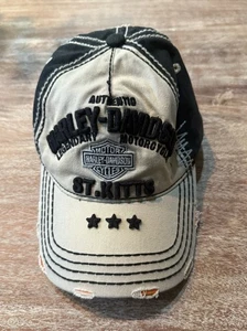 Gorra de béisbol Harley Davidson ST. Kitts envejecida sombrero correa trasera - Imagen 1 de 6