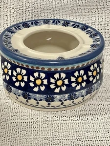 Calentador de tetera azul blanco margaritas cerámica polaca flor de primavera - Imagen 1 de 8