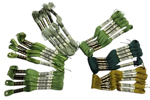 DMC 30 Skeins Mouline Special 25 Thread Greens 122 500 523 733 988 989 Floss - Picture 1 of 4