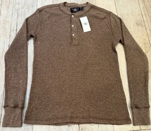 NEW Ralph Lauren RRL  Double RL Waffle Knit Brown Henley Shirt Mens Small NWT - Picture 1 of 12