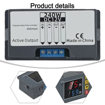 DC 12V Time Delay Switch 10A Timer Switch Wide Time Range High Power Capacity - Image 1 of 4
