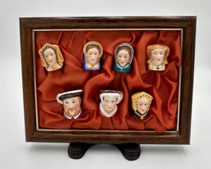 Vintage Henry VIII and 6 Wives Porcelain Thimbles Staffordshire Set Nice Gift - Picture 1 of 8