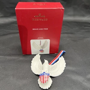 BRAVE AND FREE AMERICAN EAGLE PATRIOTIC 2020 Hallmark Ornament Porcelain America - Picture 1 of 4