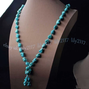 10x14mm Irregular Blue Turquoise Nugget Gemstone Beads Jewelry Necklace No Clasp - Picture 1 of 13