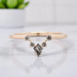 Salt And Pepper Diamond Wedding Band 0.22 TW Diamond Band anniversary Ring KD316 - Picture 1 of 8