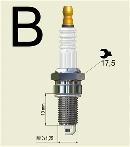 4 pieces 150 121 090 Nology Silver Spark Plug M12x1.25-19mm reach, 17.5mm Hex - Picture 1 of 4
