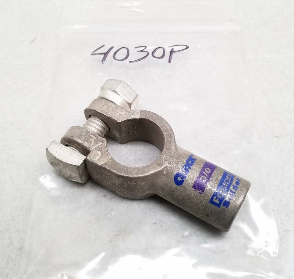 4030P Quick Fusion Terminal Crimp Solder Straight Clamp Connector 3/0 Positive - Image 1 of 3