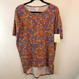 Top túnica Lularoe Irma floral cachemira azul alto-bajo manga corta talla XXS 2XS NUEVO CON ETIQUETAS - Imagen 1 de 8