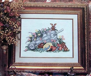 * Heirloom Treasure Cross Stitch Kit ~ WHEELBARROW ~ 9X12 1993 NIP - Picture 1 of 3