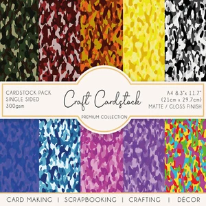 Camouflage Camo Patterned 300gsm Scrapbooking Card Making A4 Crafting Cardstock - Picture 1 of 14