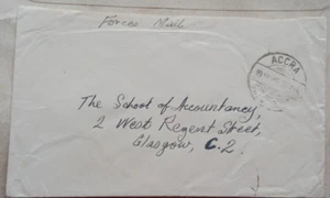 GOLD COAST 1946 FORCES MAIL COVER TO SCOTLAND WITH ACCRA POSTMARK - Picture 1 of 2