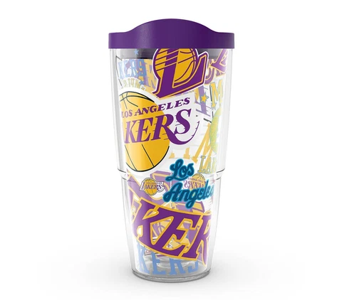 LOS ANGELES LAKERS, 24oz DOUBLE WALL,  TUMBLER FROM TERVIS  WITH LID INCLUDED Cover