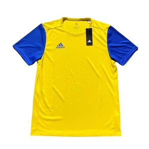 Adidas Mens Estro 19 Jersey Top Sz Medium M Yellow Blue Aeroready Logo Soccer - Picture 1 of 12