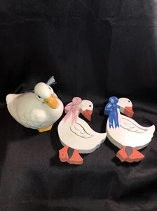 Lot of Three Ducks Country Kitchen Home Decor 1 Ceramic & 2 Wooden - Picture 1 of 17