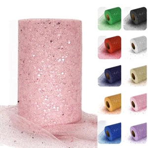 Glitter Tulle Fabric 6 Inch by 50 Yards 150ft Sequin Tulle Roll for Tutu Gift... - Picture 1 of 6