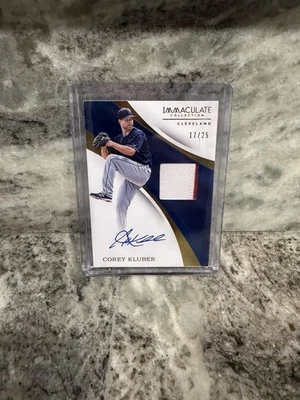 2017 Panini Immaculate Collection Corey Kluber Auto & Patch/25 Cleveland - Image 1 of 2