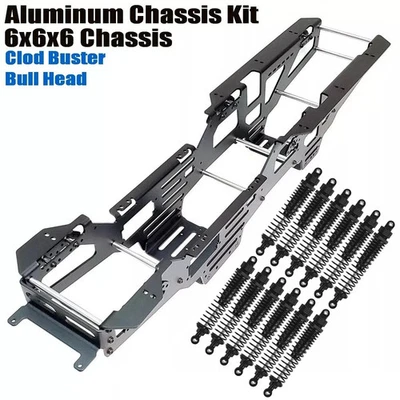 Kit de marco de chasis de aluminio 6x6x6 con amortiguadores para TAMIYA Clodbuster/Bullhead Foto 1 de 4